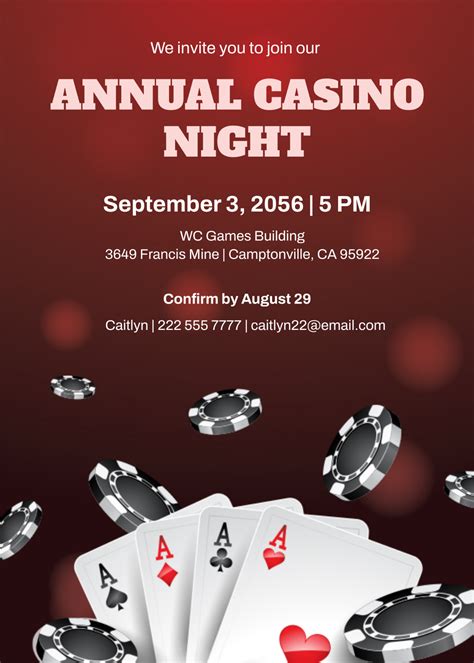 casino invitation template free|Personalize this Elegant Flat Casino Night Invitation template for .